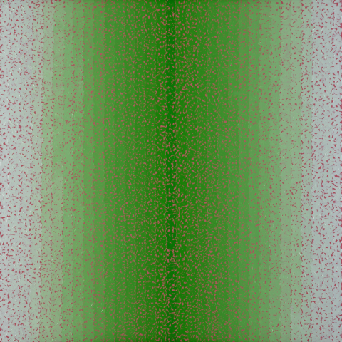 Leonard Brown, to annihilate all that’s made to a green thought in a green shade 2015, oil on Belgian linen, 120 x 120cm. Photography: Mick Richards.