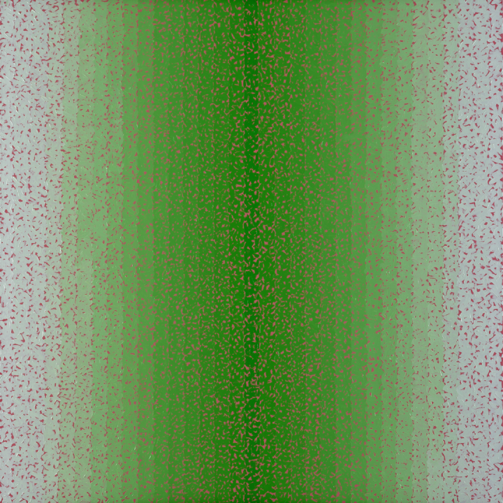 Leonard Brown, to annihilate all that’s made to a green thought in a green shade 2015, oil on Belgian linen, 120 x 120cm. Photography: Mick Richards.